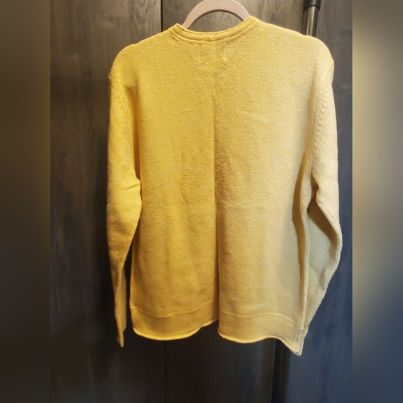Ralph Lauren V Neck Sweater Polo Jeans Pullover 100% Wool Size Medium Yellow - Picture 4 of 5